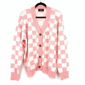 Cider Pink and White Checkered Cardigan